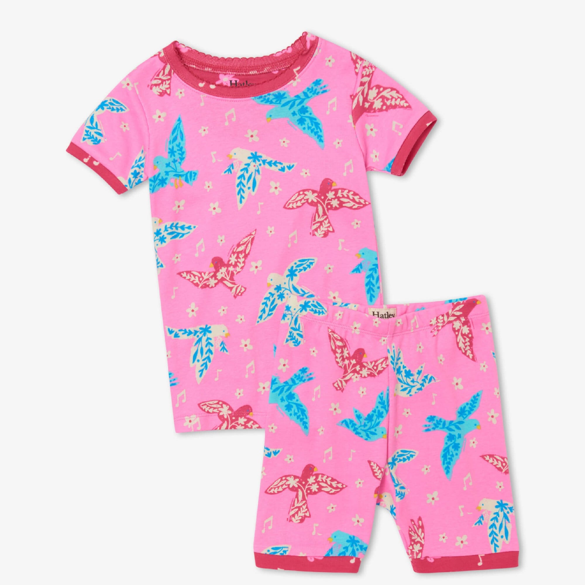 Hatley Girls Floral Birds Organic Cotton Short Pyjama Set