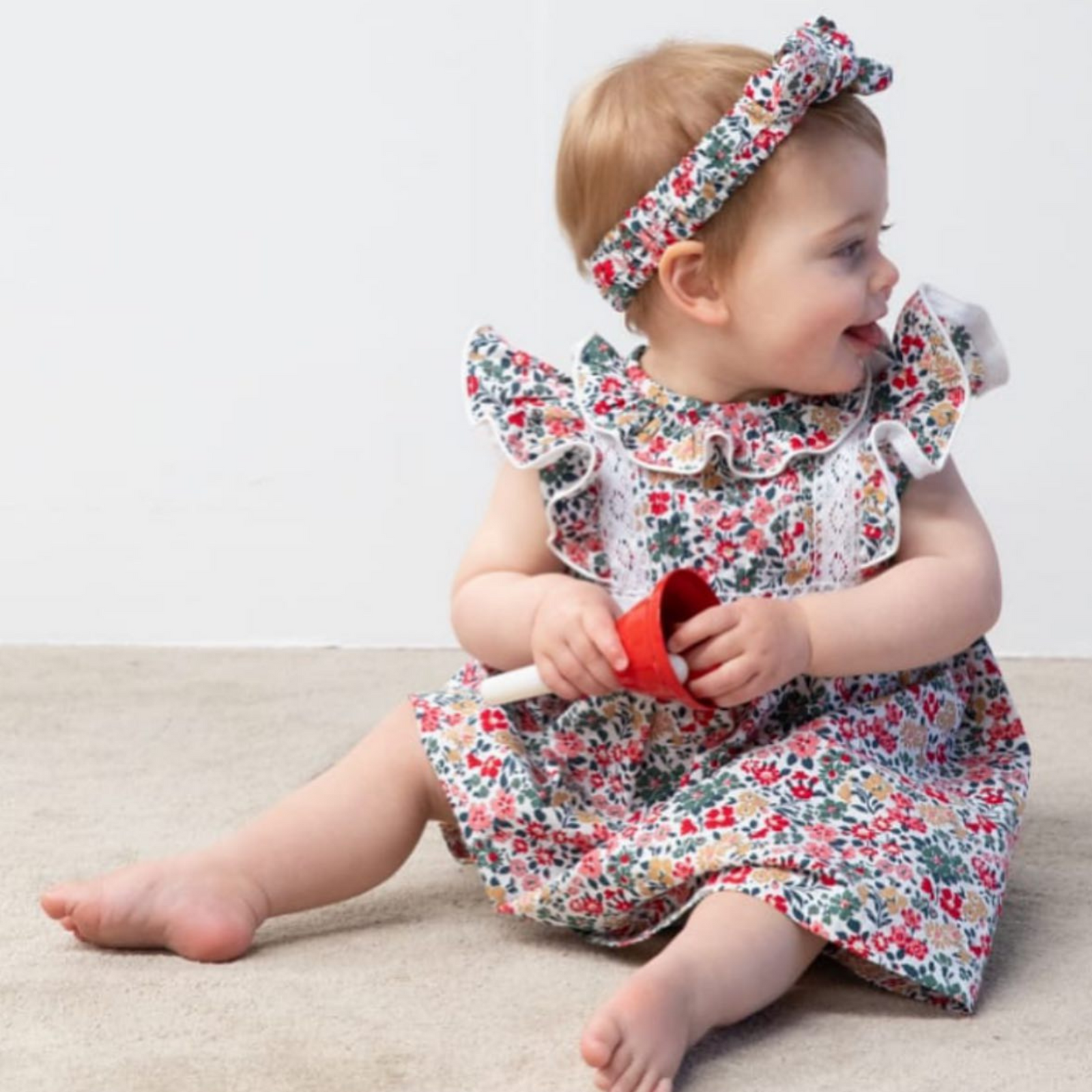 Smox Rox Ruby Dress - Pink and Holly Green Flowers