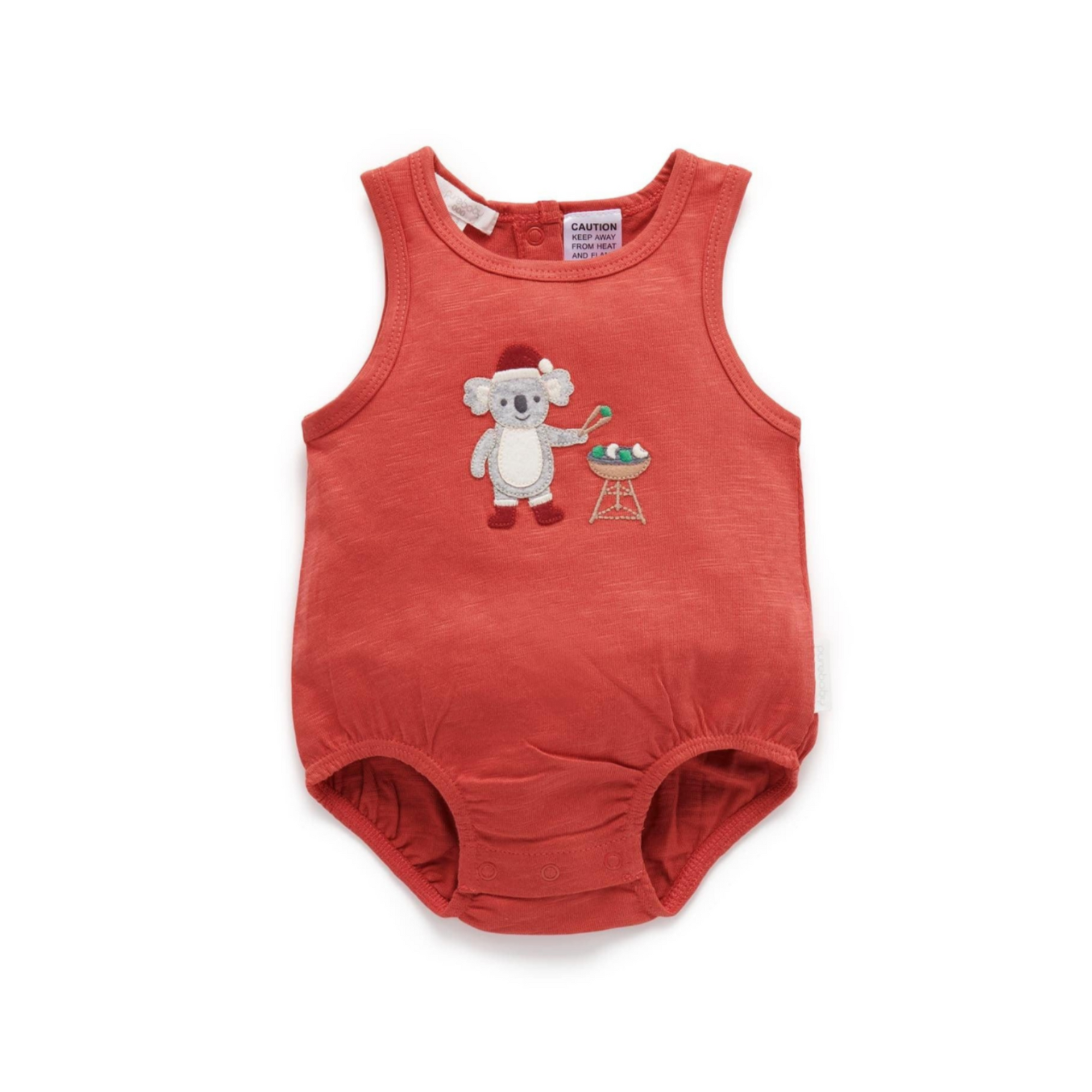 Purebaby BBQ Christmas Embroidered Bodysuit -Red