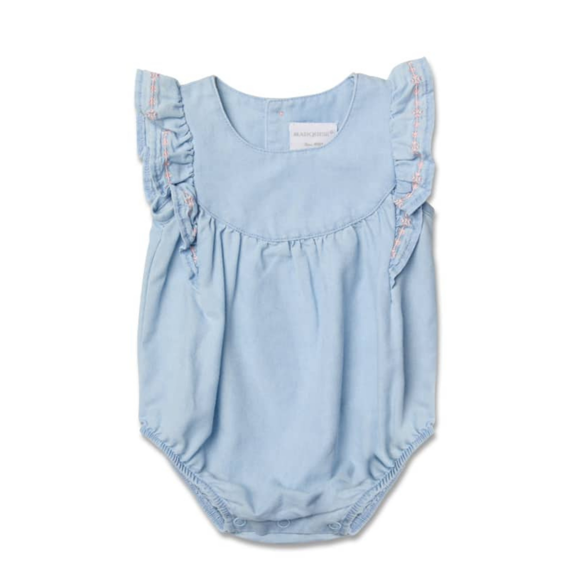 Marquise Chambray Bodysuit with Frill Down Front