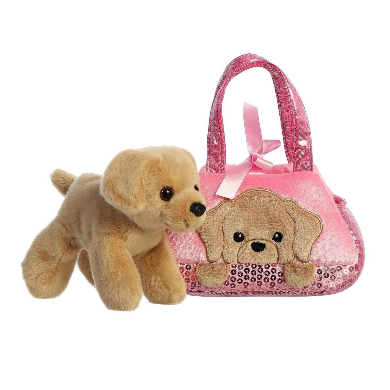 Fancy Pals Peek A Boo Lab in a Pink Bag