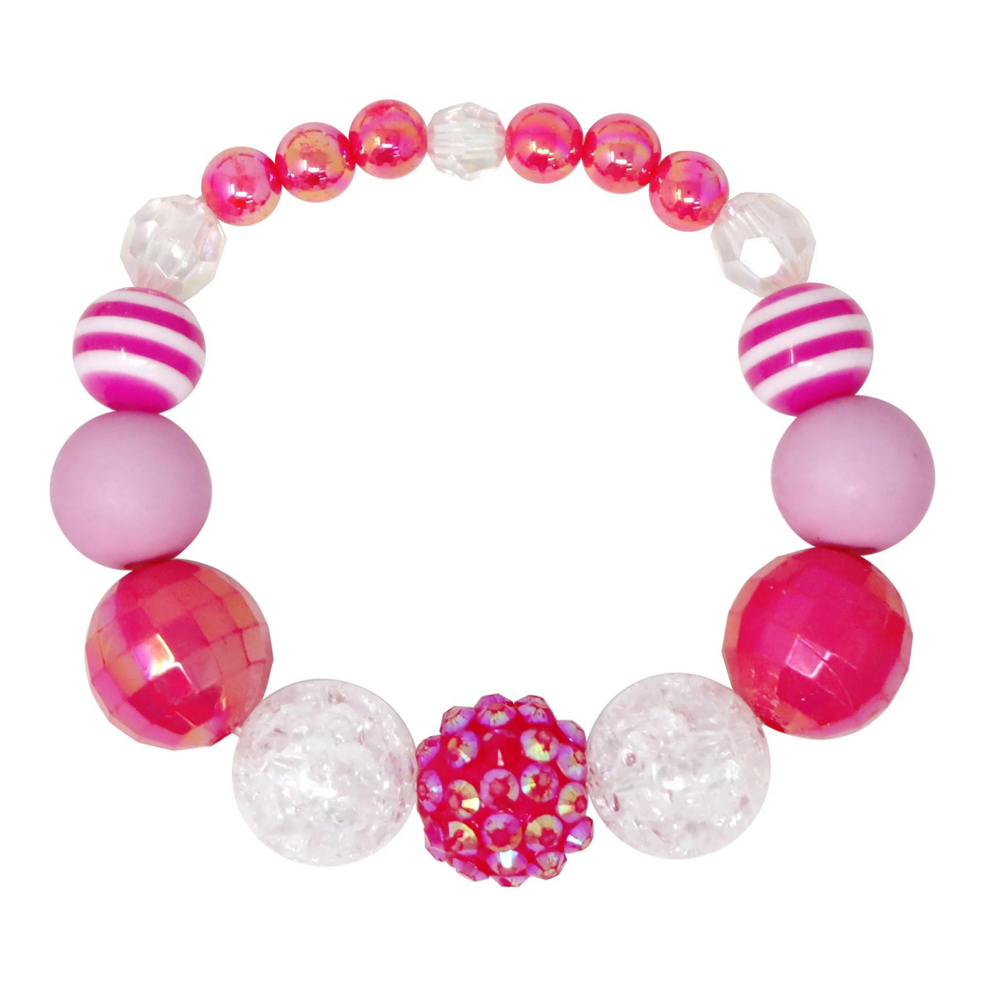 Hot Pink Raspberry Delight Stretched Beaded Necklace & Bracelet Set