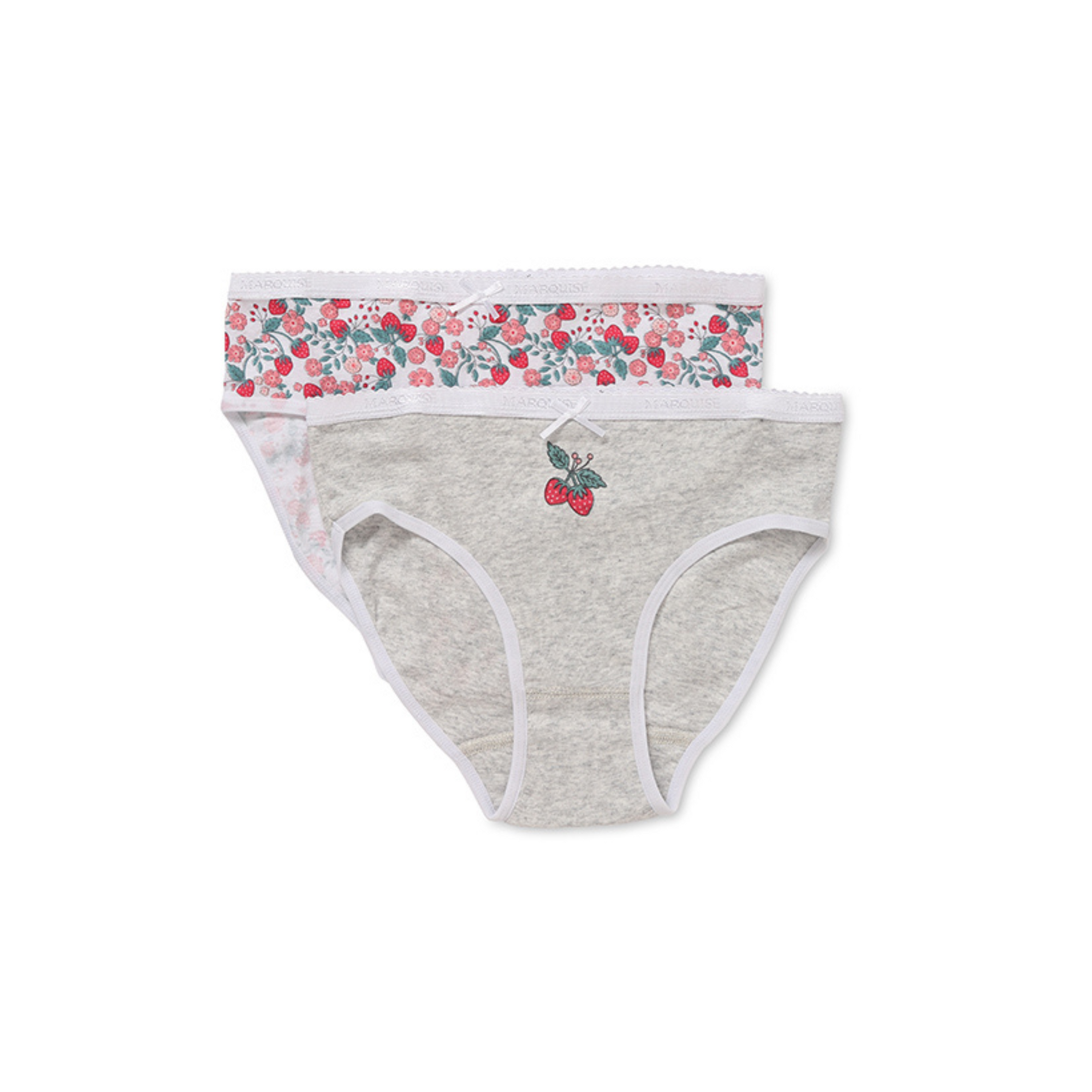 Marquise Strawberry Fields Girls 2 Pack Underwear - Grey / Print
