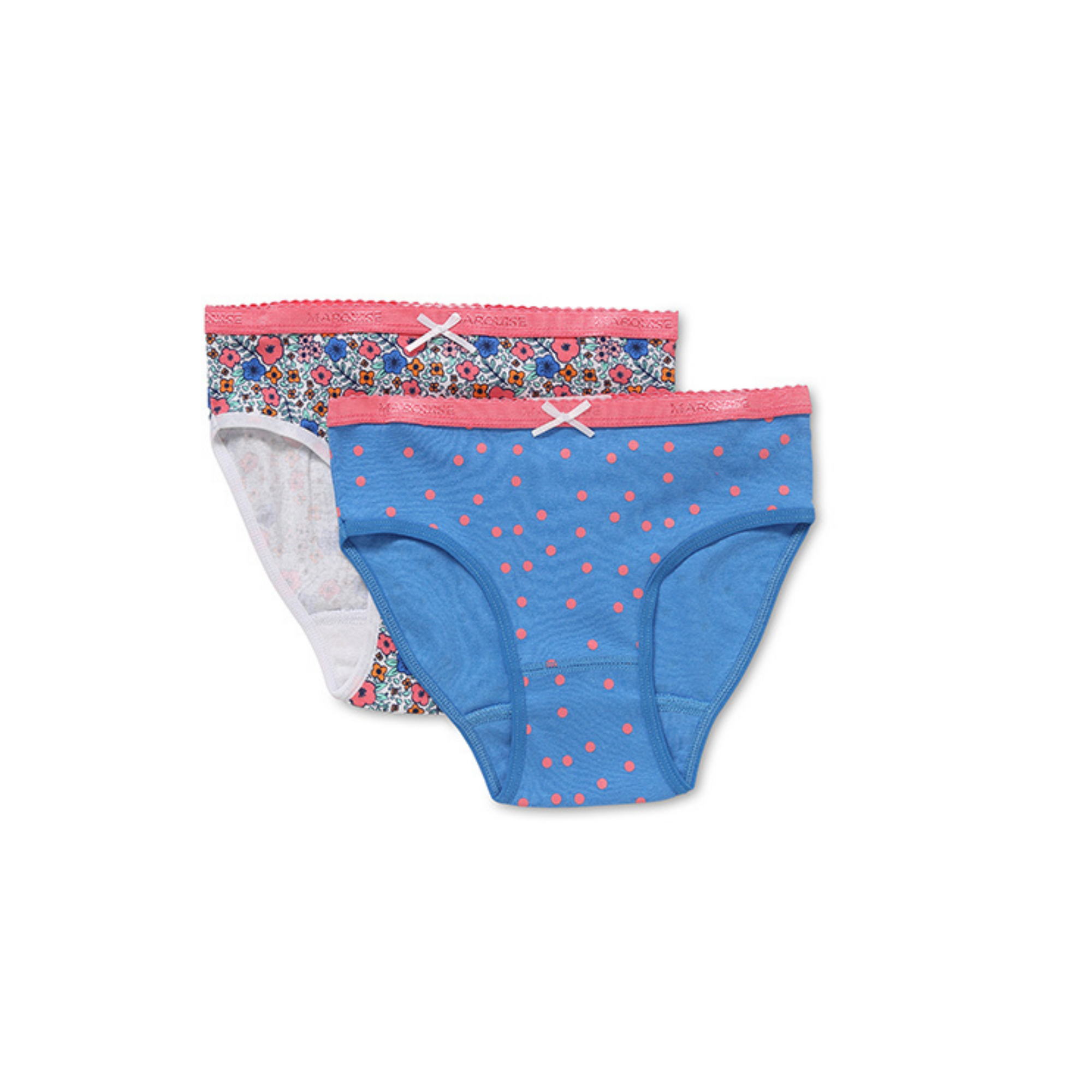 Marquise Ditsie Pink Spot Floral Girls 2 Pack Underwear - Blue