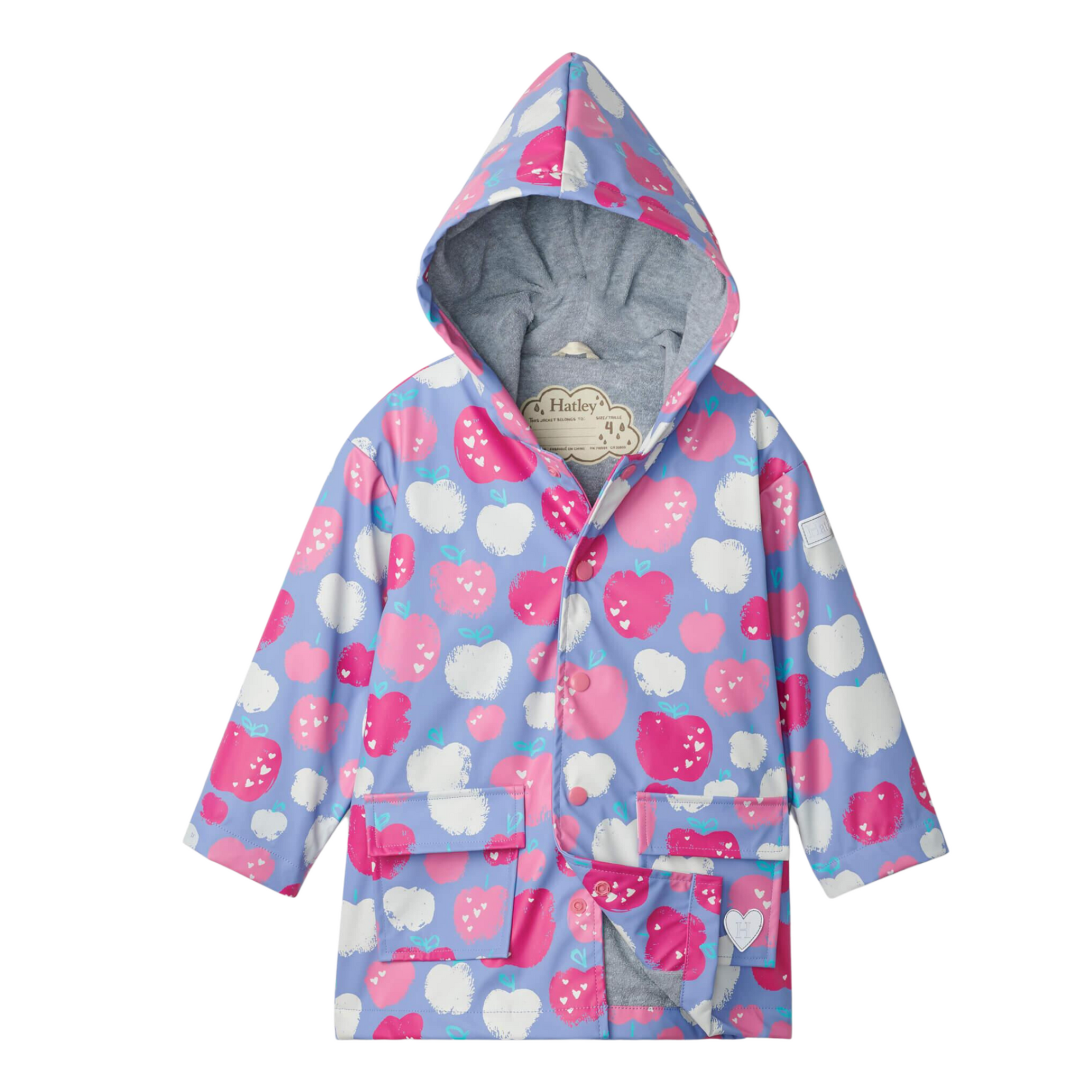 Hatley Stamped Apples Raincoat - Jacaranda