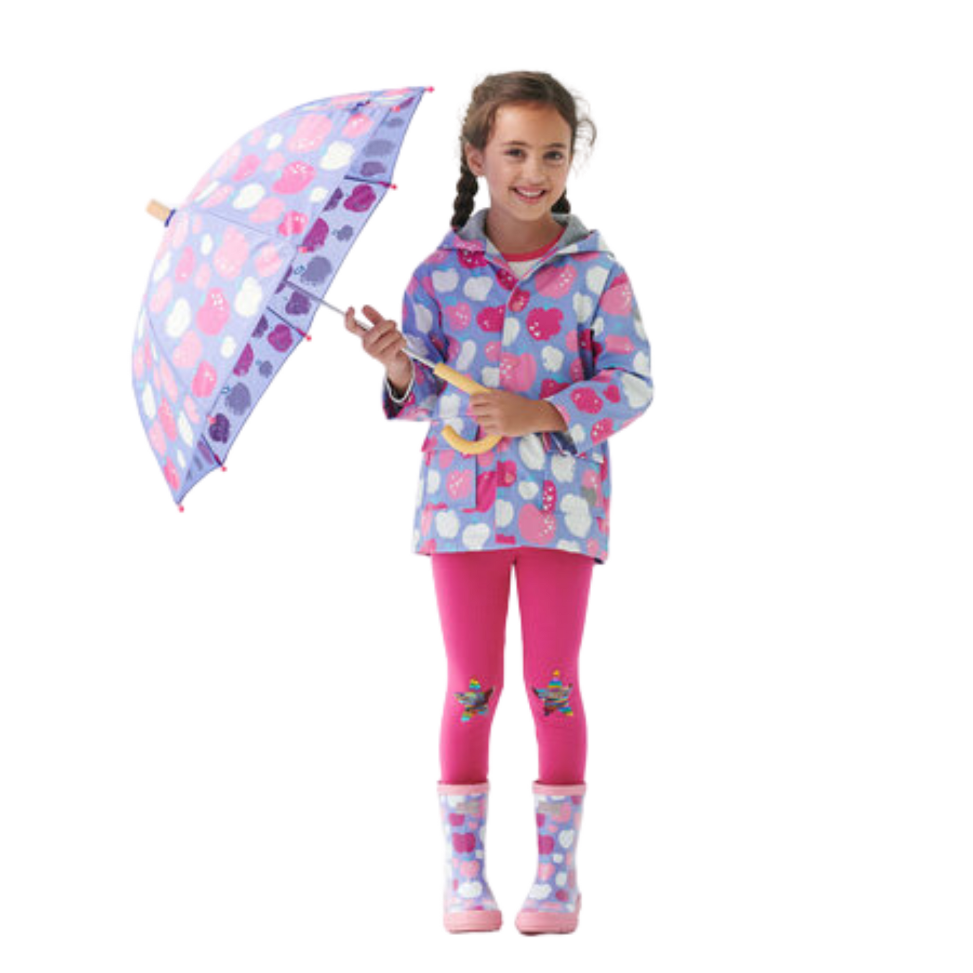 Hatley Stamped Apples Raincoat - Jacaranda