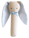 Alimrose Bunny Rattle &amp; Squeaker - Blue Stripe Linen - Rattle - Alimrose