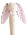 Alimrose Bunny Rattle &amp; Squeaker - Pink Stripe Linen - Rattle - Alimrose