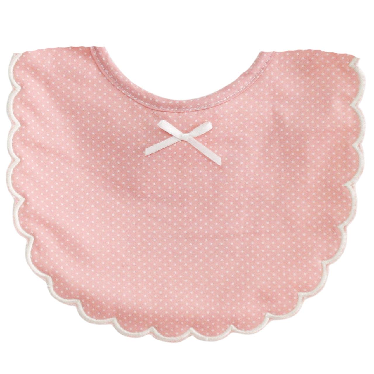 Alimrose Designs Scallop Edge Bib Pink with Ivory Spot - bib - Alimrose
