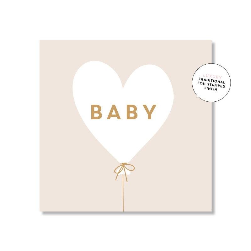 Baby Heart Balloon Gift Card - Beige - Card - Just smitten