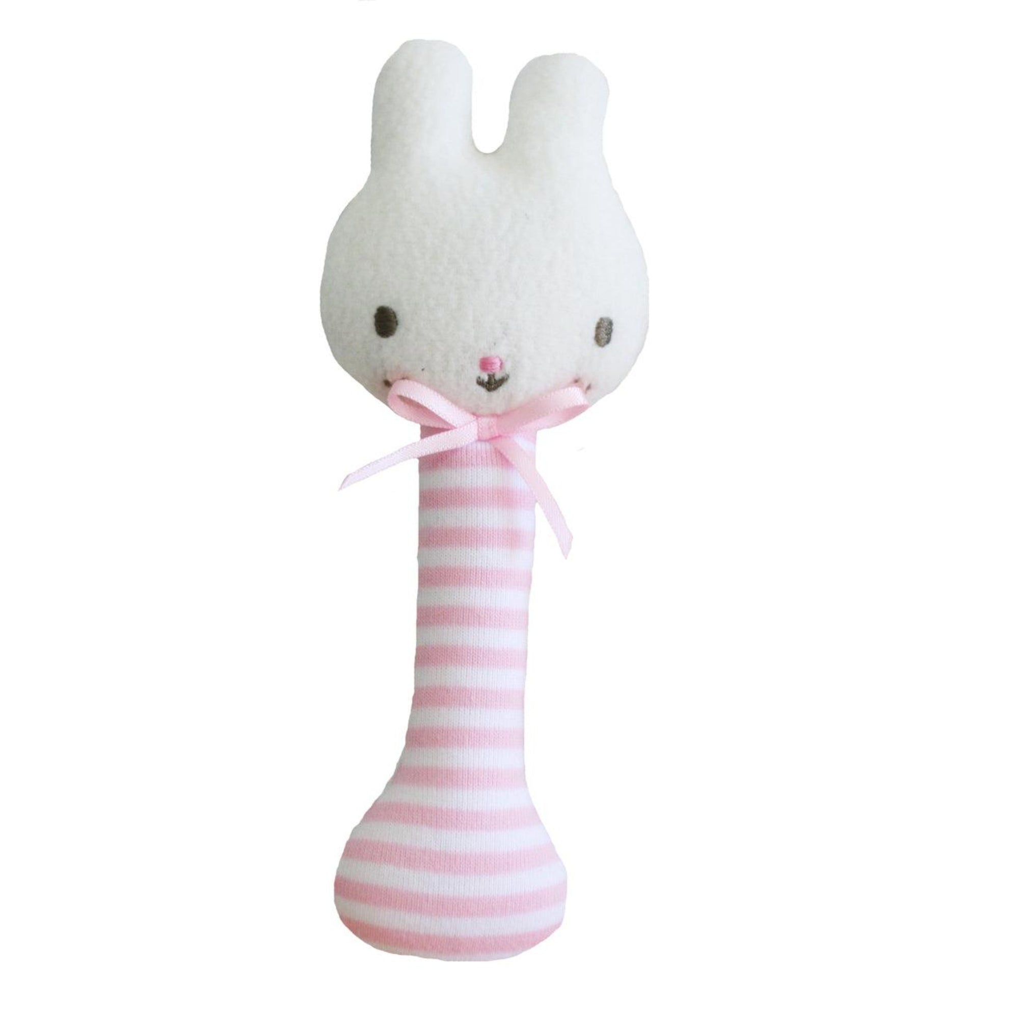 Bunny Stick Rattle - Pink - Squeaker - Alimrose