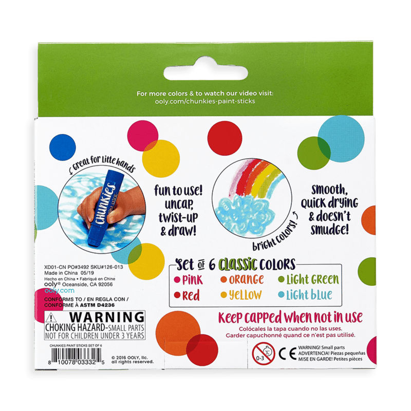 Chunkies Paint Sticks / Set 6 - Classic - Toy - Bobangles