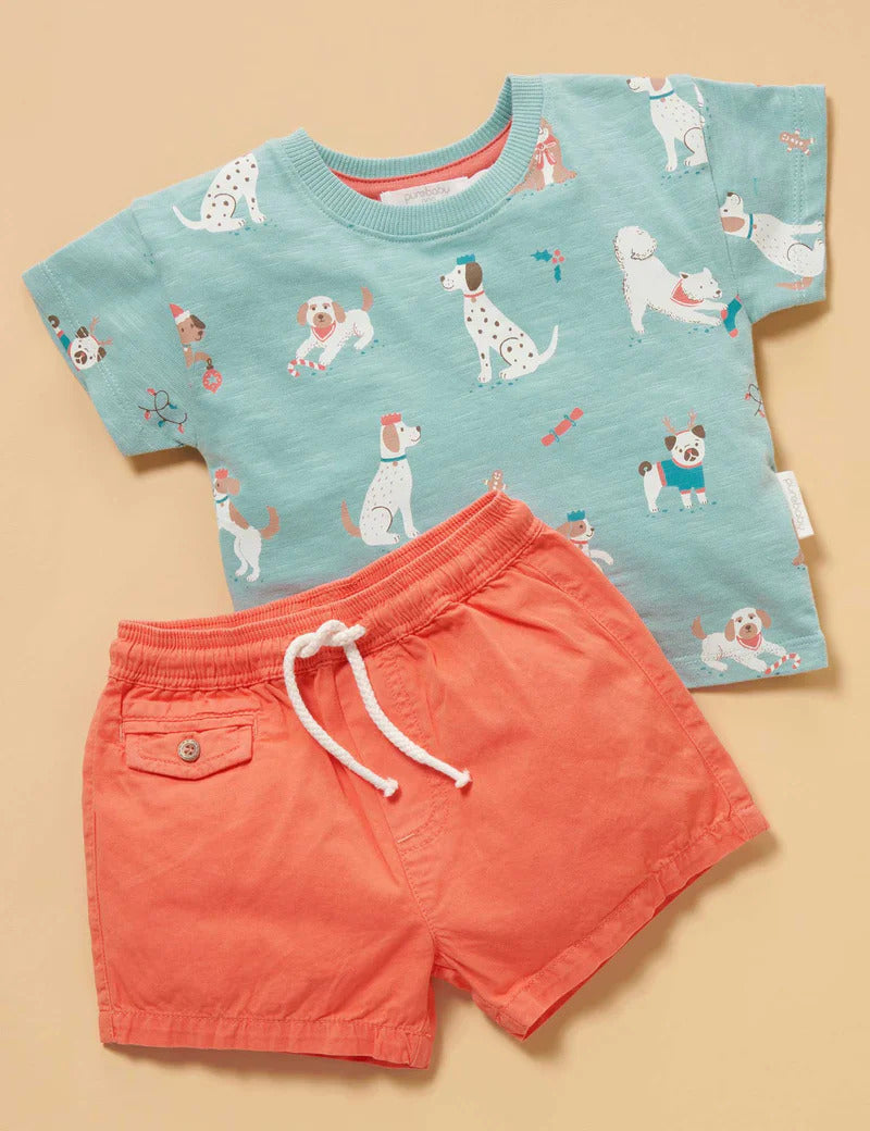 Purebaby Puppy Christmas T Shirt - Puppy Christmas Print