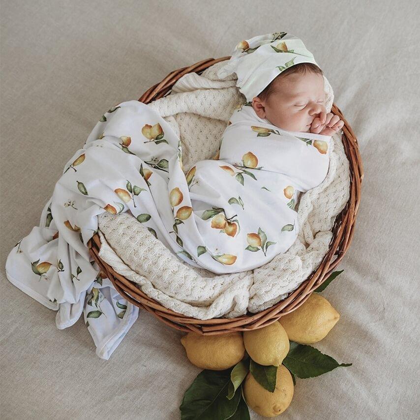 Lemon - Snuggle Hunny Baby Jersey Wrap & Beanie Set - Baby Swaddle - Snuggle Hunny Kids