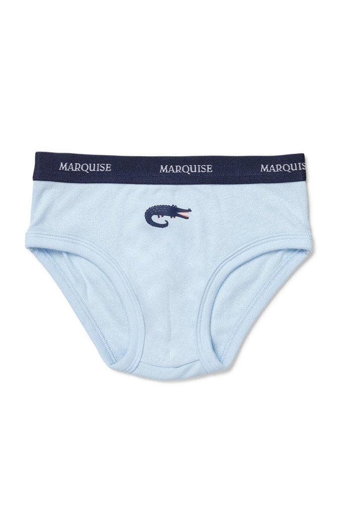 Marquise Boys Crocodiles 2 Pack Underwear - Blue/Grey Marle