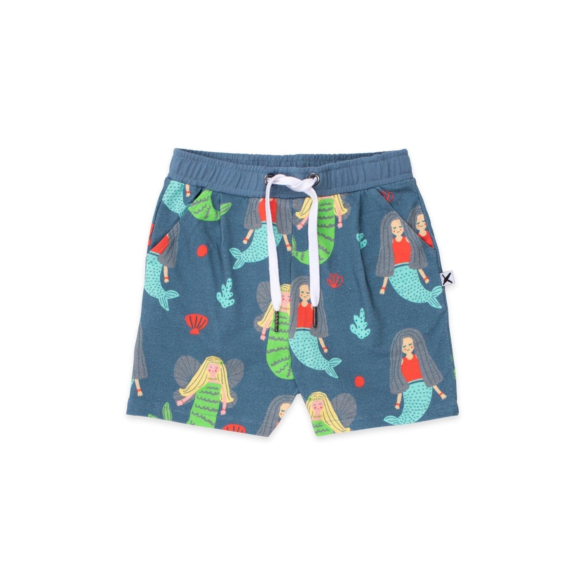 Minti Mermaid Fairy Shorts - Muted Blue - Girls bottoms - Minti