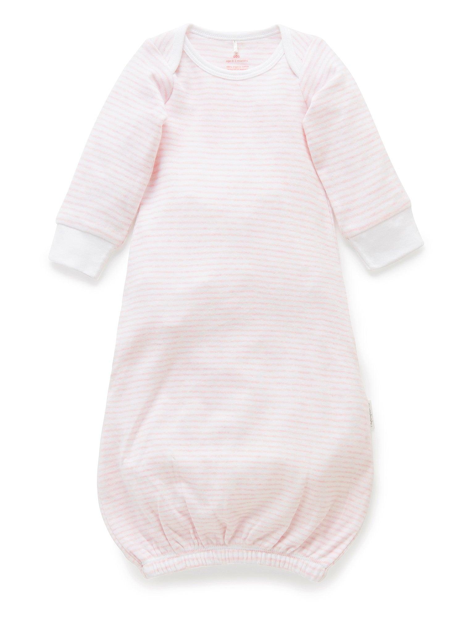 Newborn Sleep suit Melange Stripe  - Pale Pink - Sleep suit - Purebaby