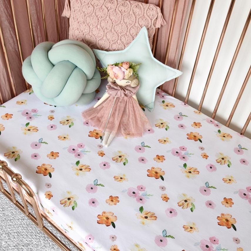 Poppy - Snuggle Hunny Fitted Cot Sheet - Bedding and Change Pad Covers - Snuggle Hunny Kids