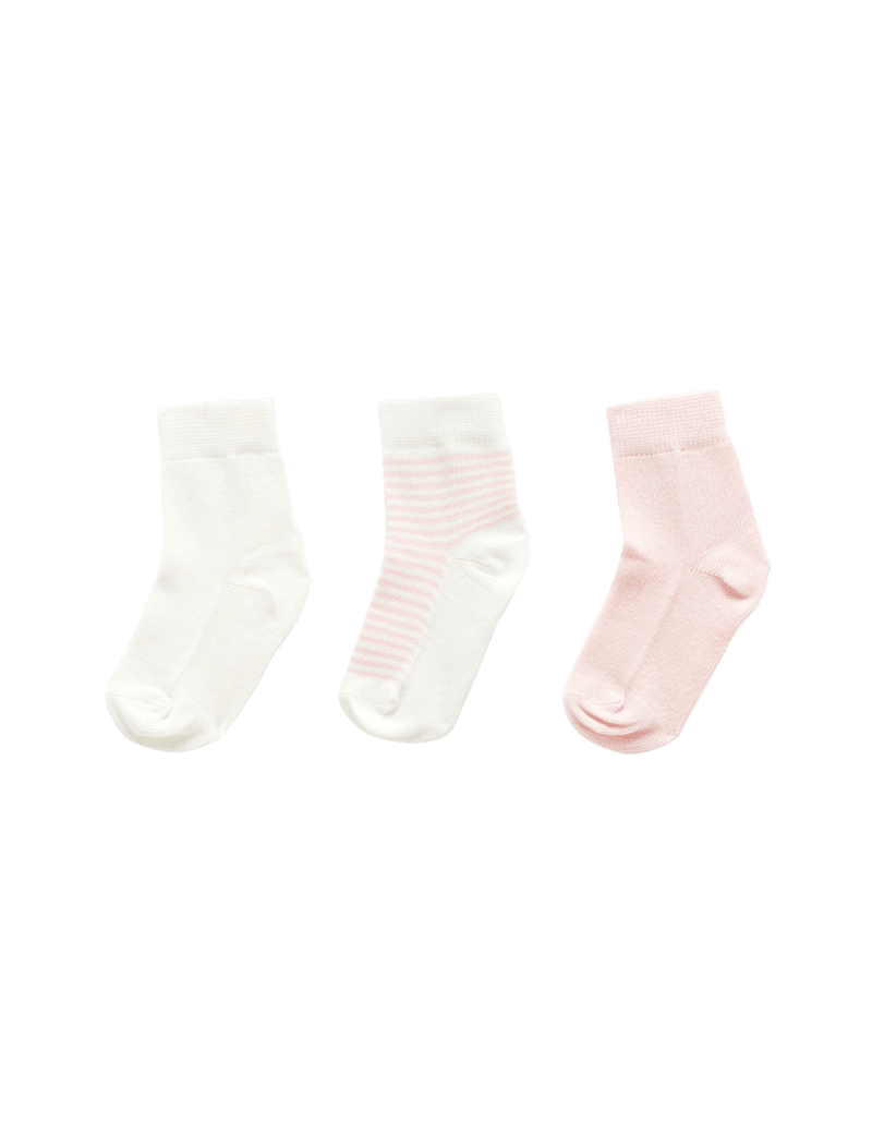Purebaby 3 Pack Socks - Pink - Baby - Purebaby