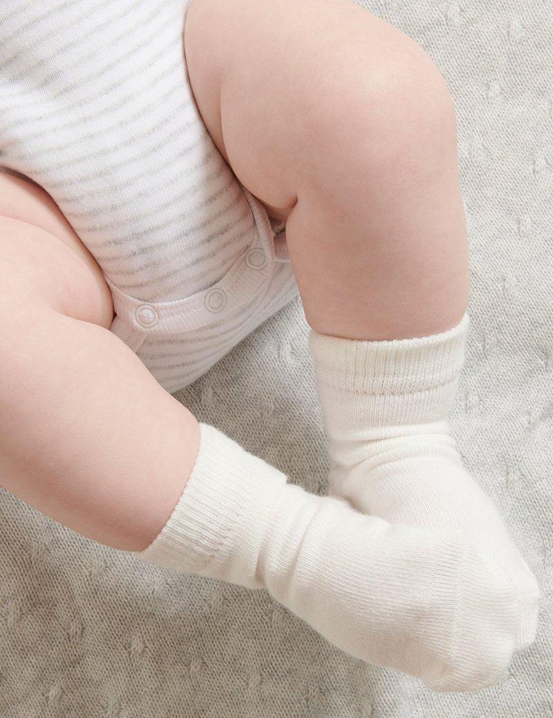 Purebaby 3 Pack Socks - White - Baby - Purebaby