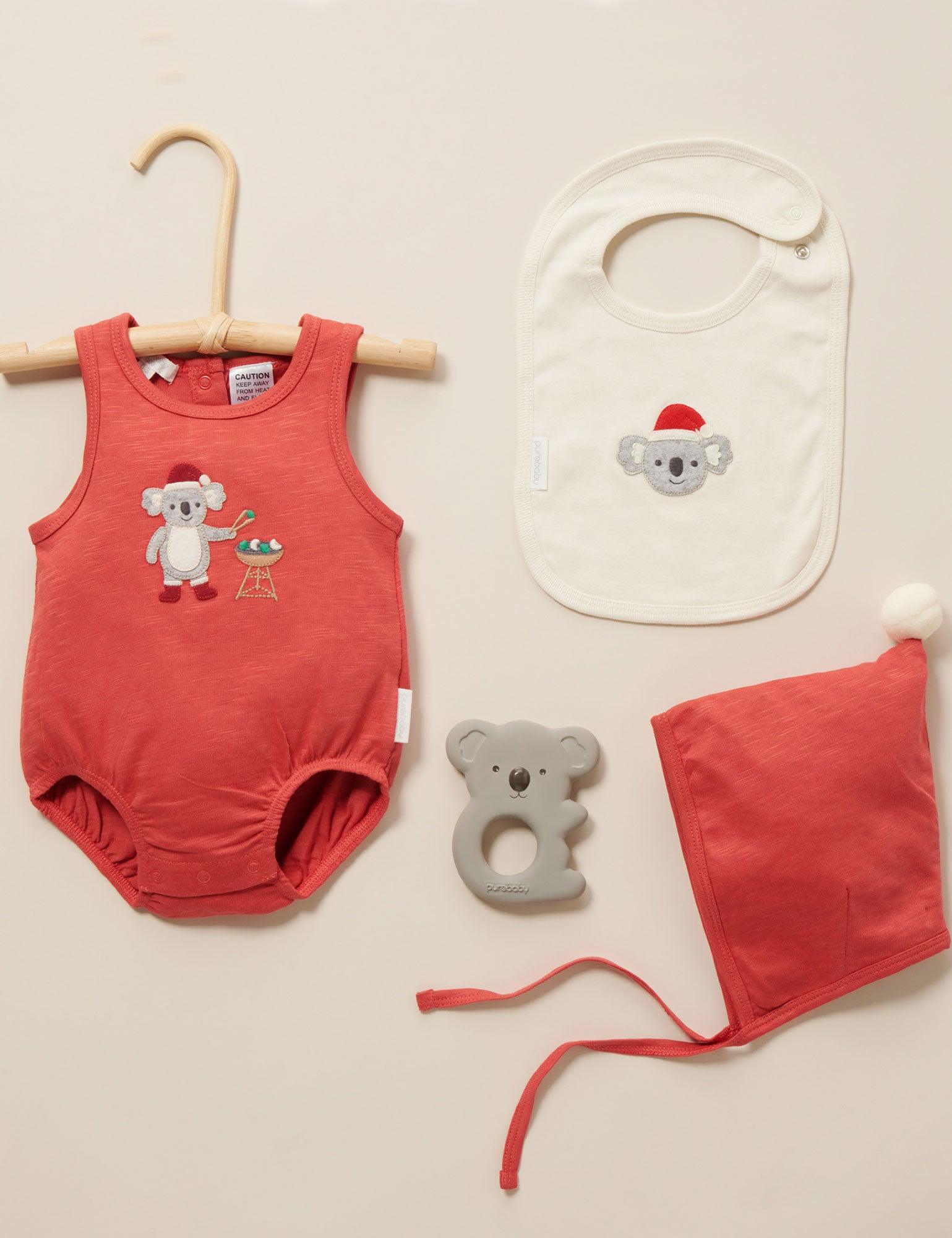 Purebaby BBQ Christmas Embroidered Bodysuit -Red