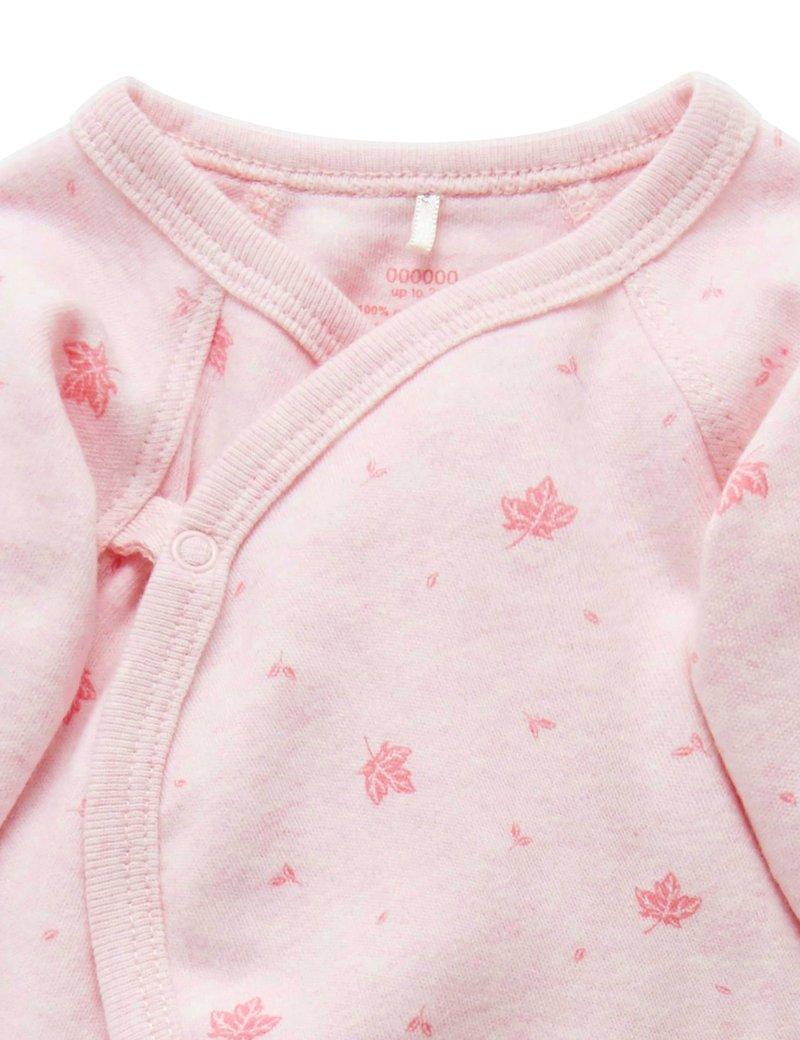 Purebaby Premie Crossover L/S Growsuit - Pale Pink Leaf