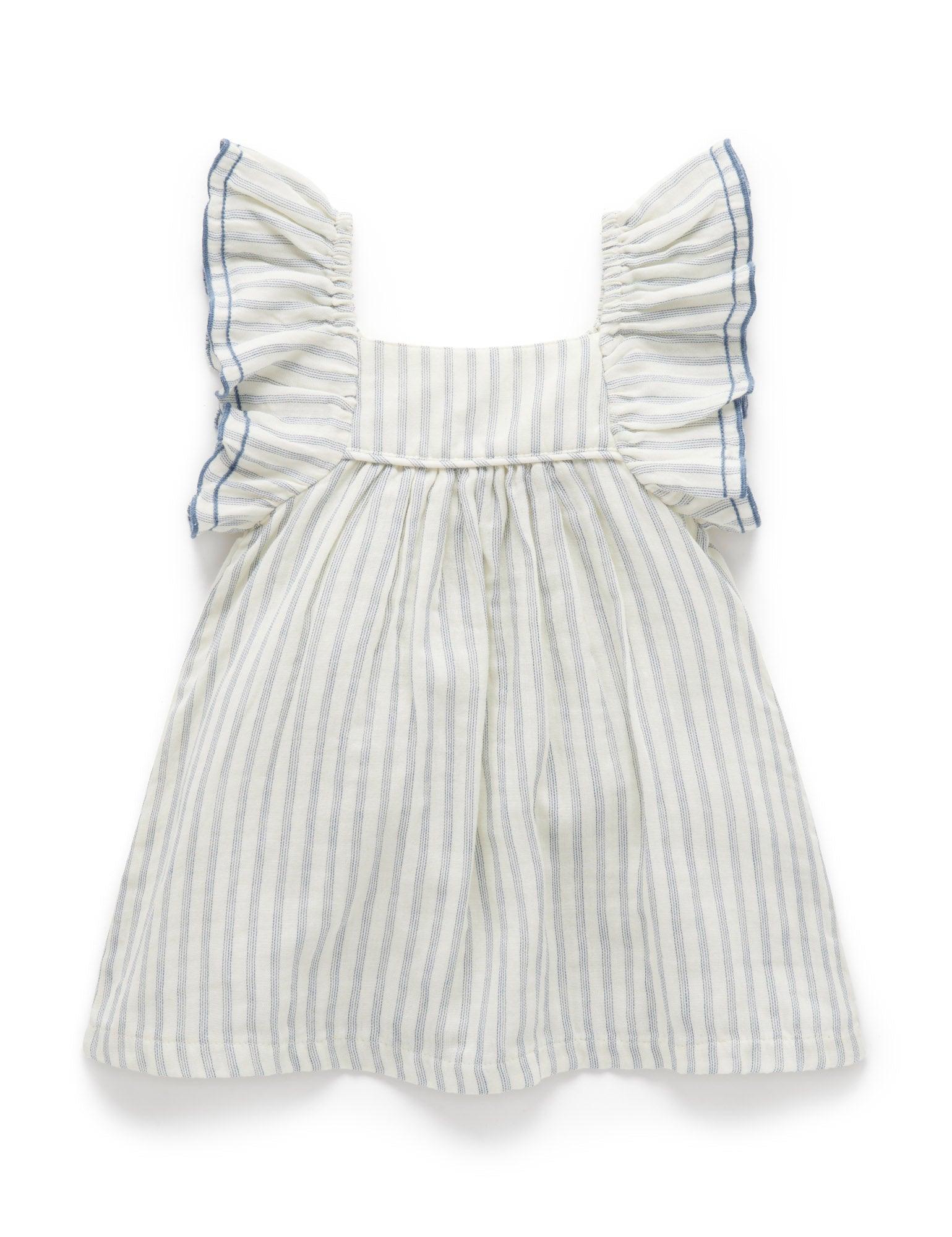 Ruffle Dress -  Fine Stripe - Baby & Toddler Dresses - Purebaby
