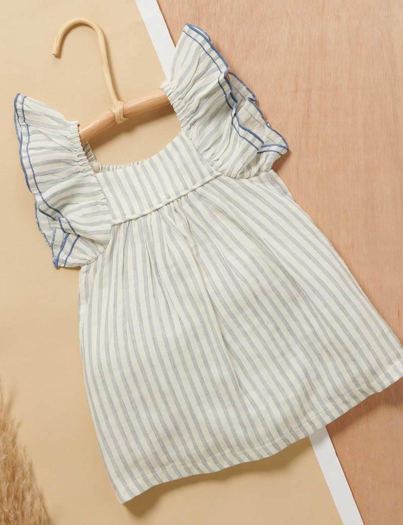 Ruffle Dress -  Fine Stripe - Baby & Toddler Dresses - Purebaby