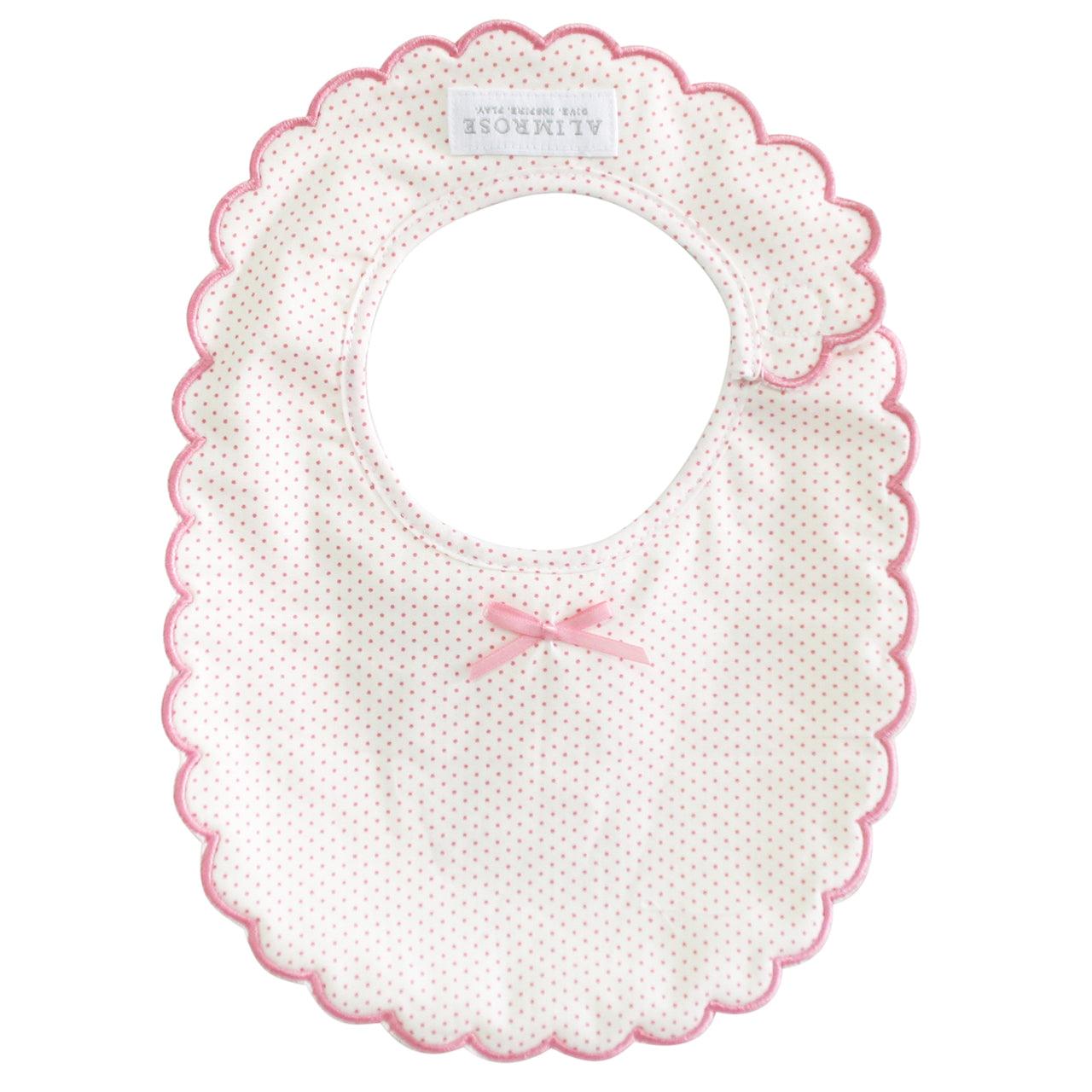 Alimrose Scallop Edge Spot Pink Bib