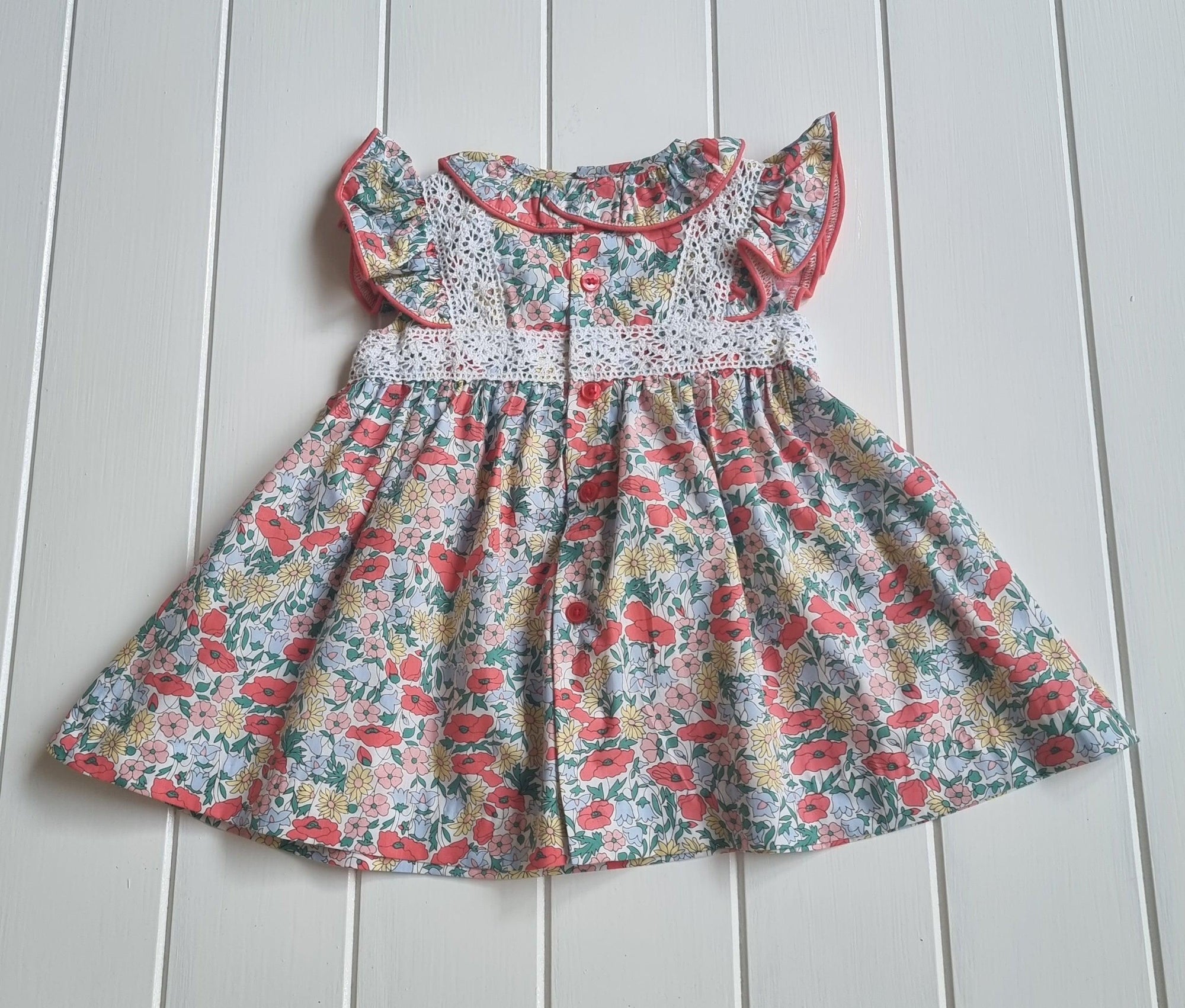 Smox Rox Holly Dress - Coral Poppies and Lace - dress - Smox Rox