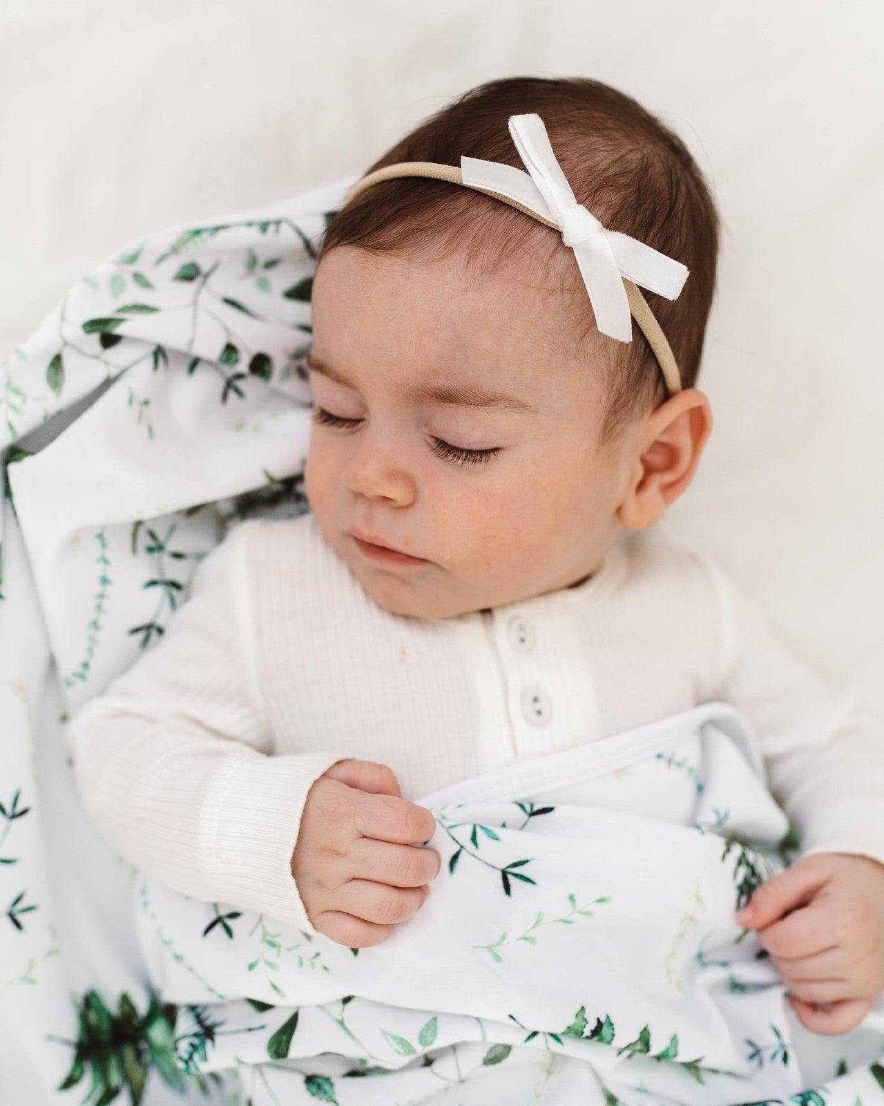 Snuggle Hunny Lullaby White Velvet Baby Headband and Bow - baby hair bands - Snuggle Hunny Kids