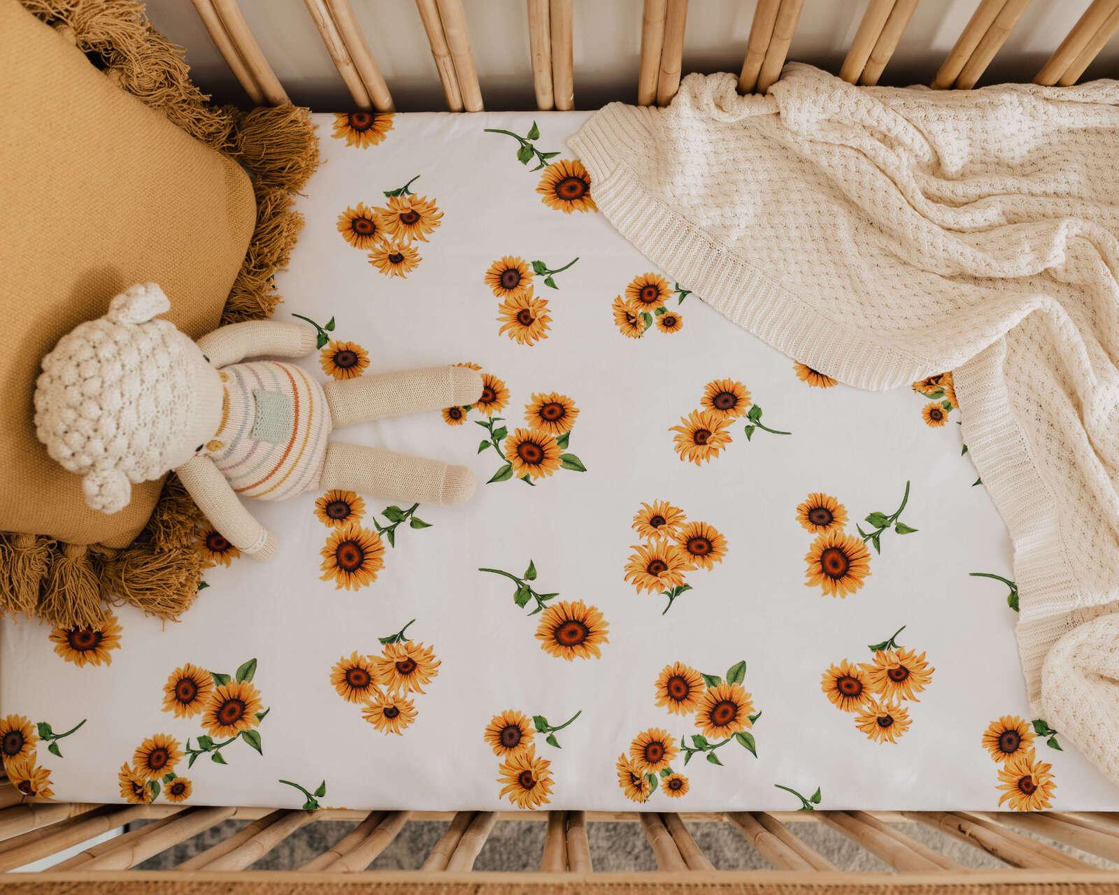 Sunflower- Snuggle Hunny cot blanket - Bedding and Change Pad Covers - Snuggle Hunny Kids