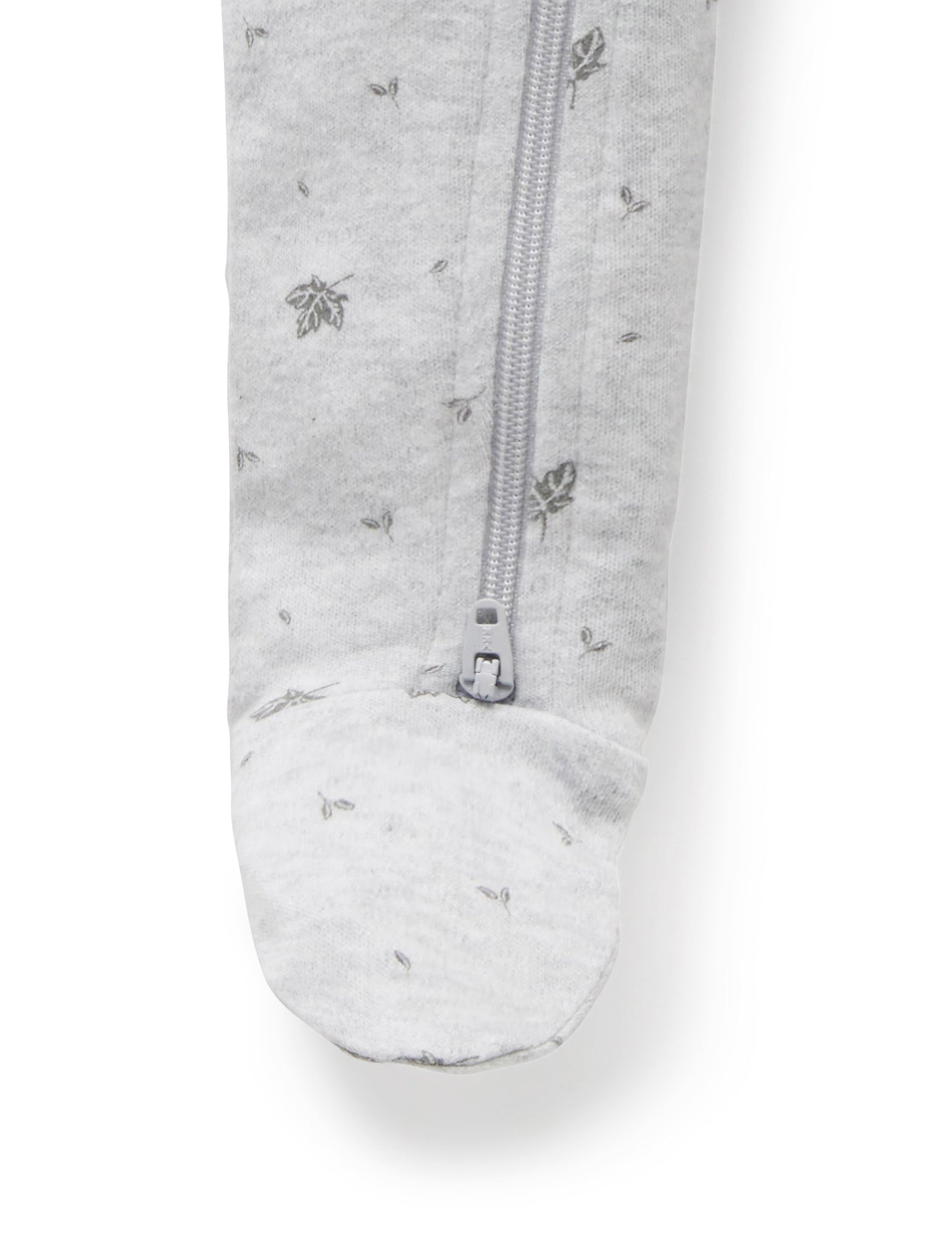 Purebaby Pale Grey Leaf Zip Growsuit