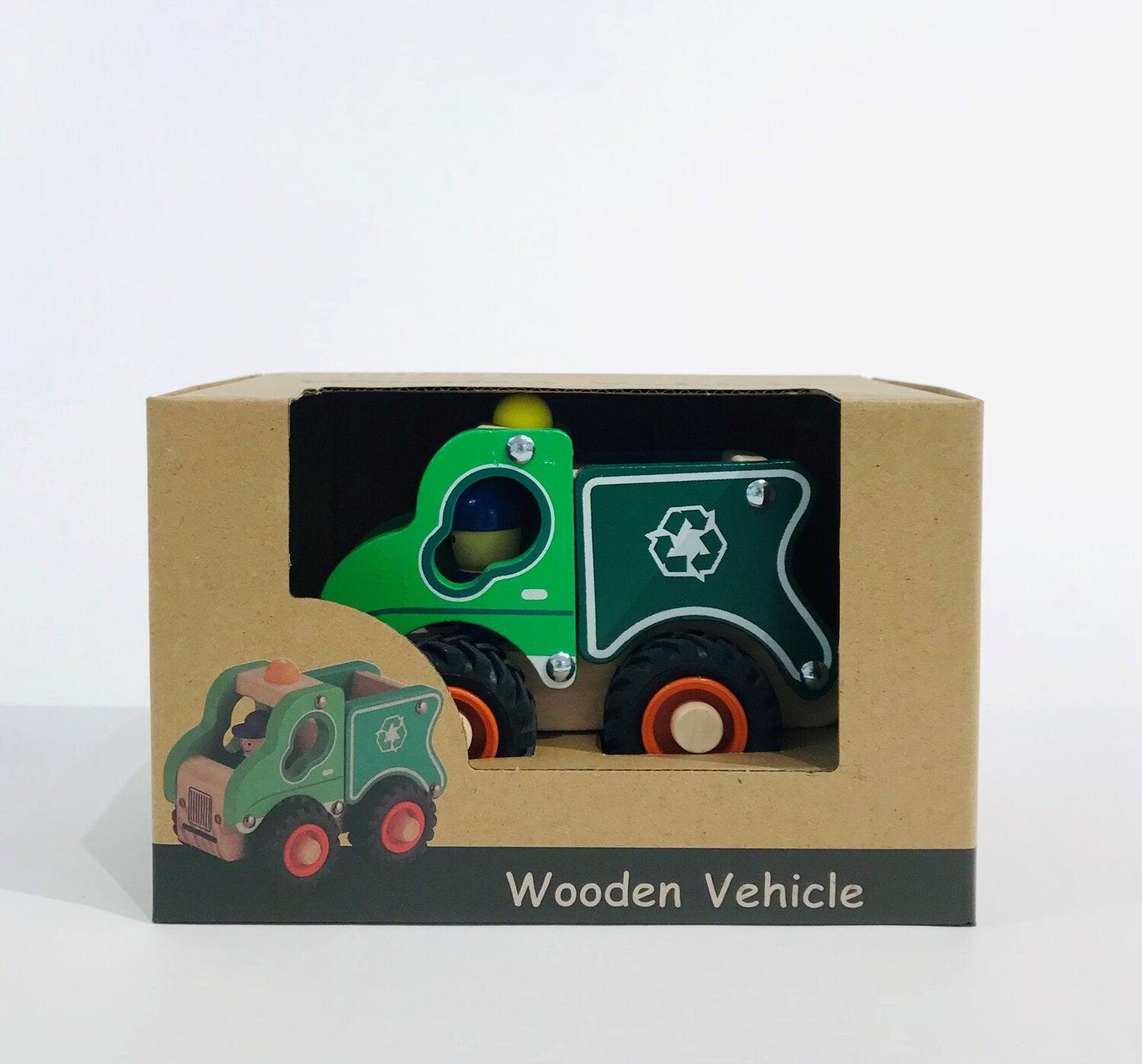 Wooden Toy Rubbish Truck - Green - Toys - Toyslink